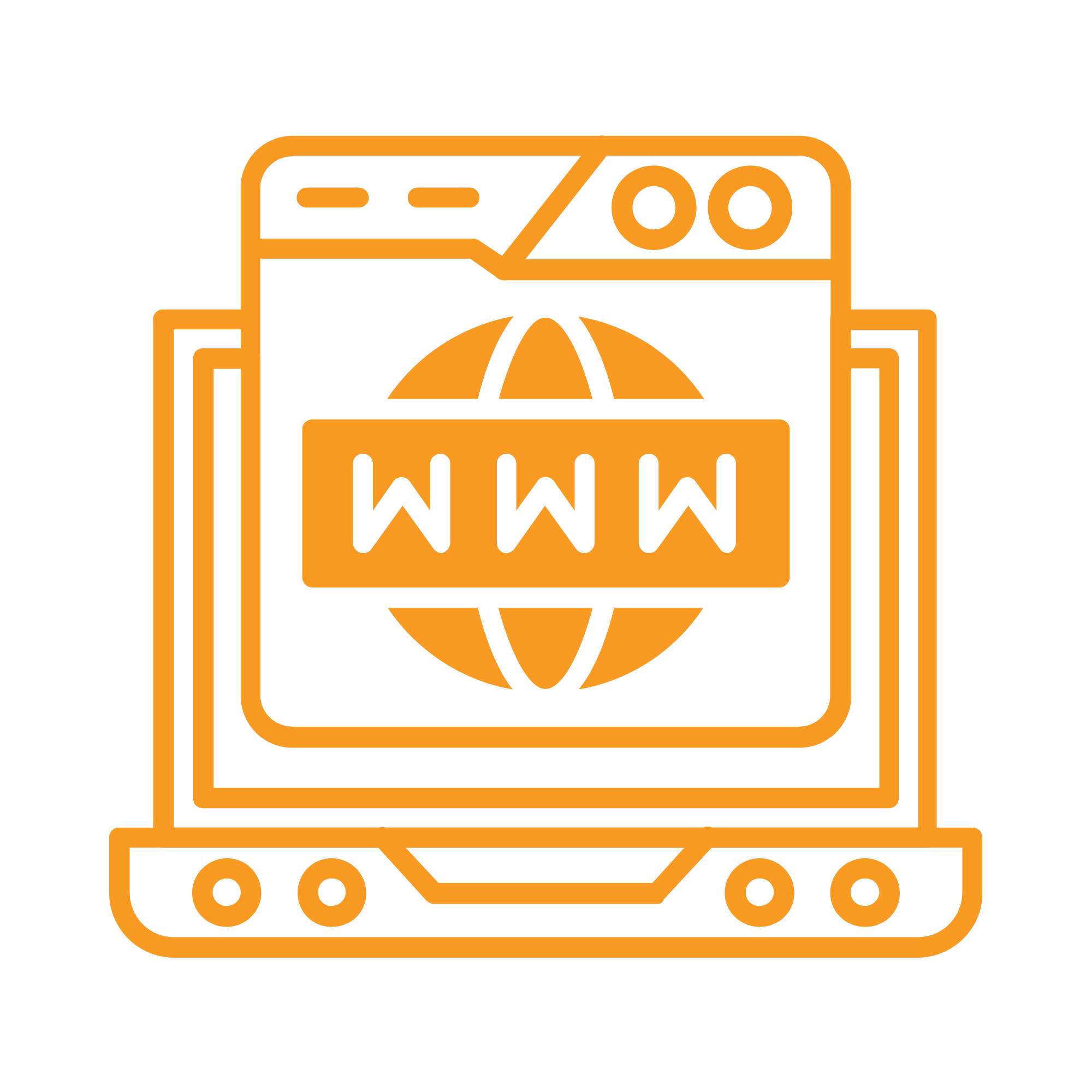 icon showing a computer screen and the internet symbol of globe with www written on it